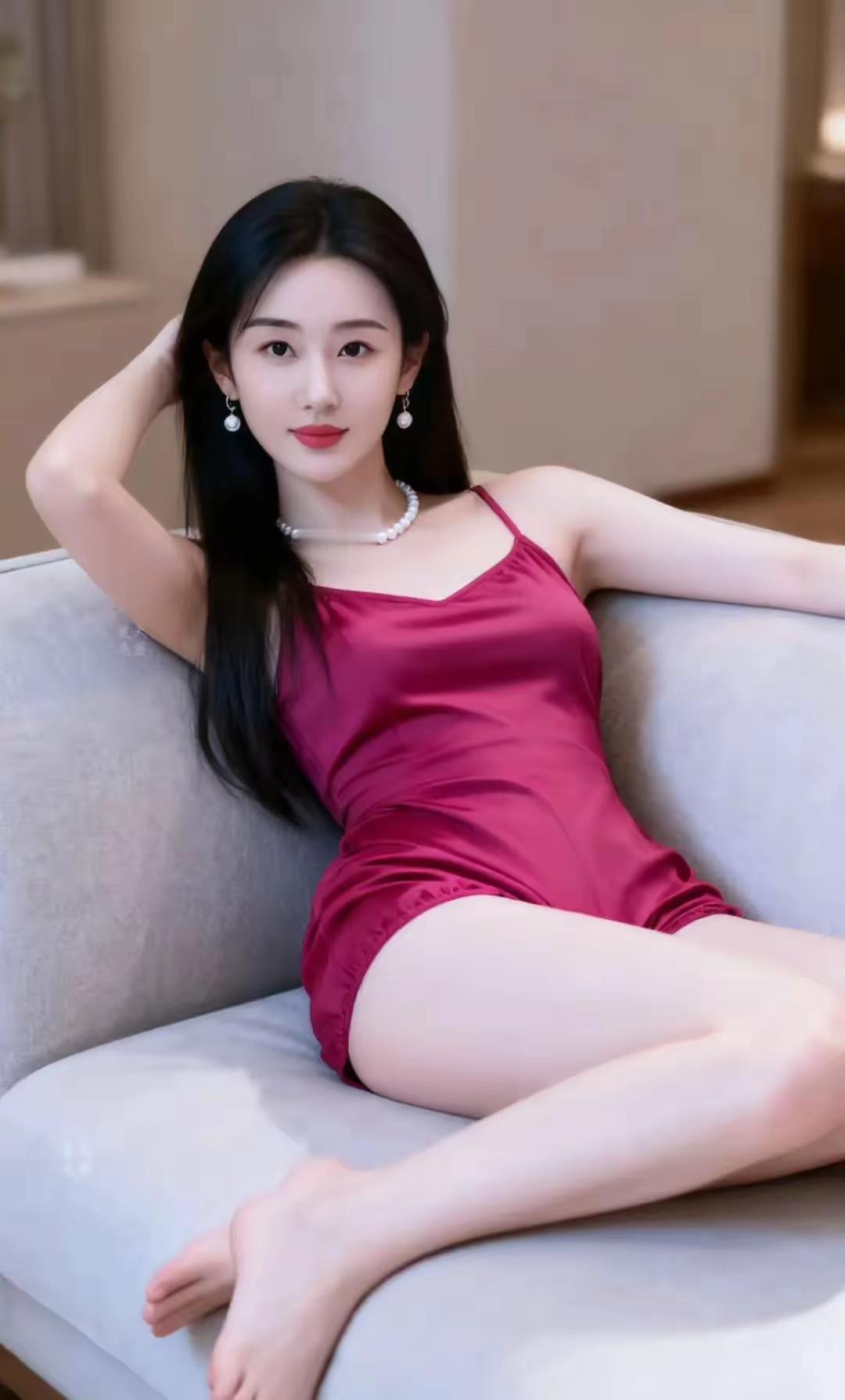 优雅红裙，珍珠闪耀，静享时光