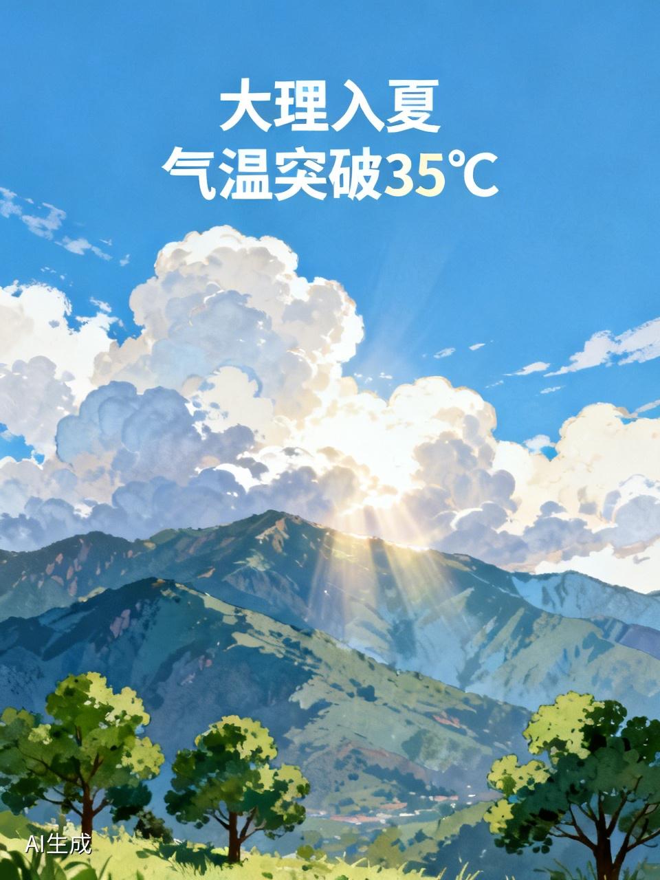 📍大理终于成功入夏，部分区域气温已然突破35℃！

记得此前4月24日，大理便
