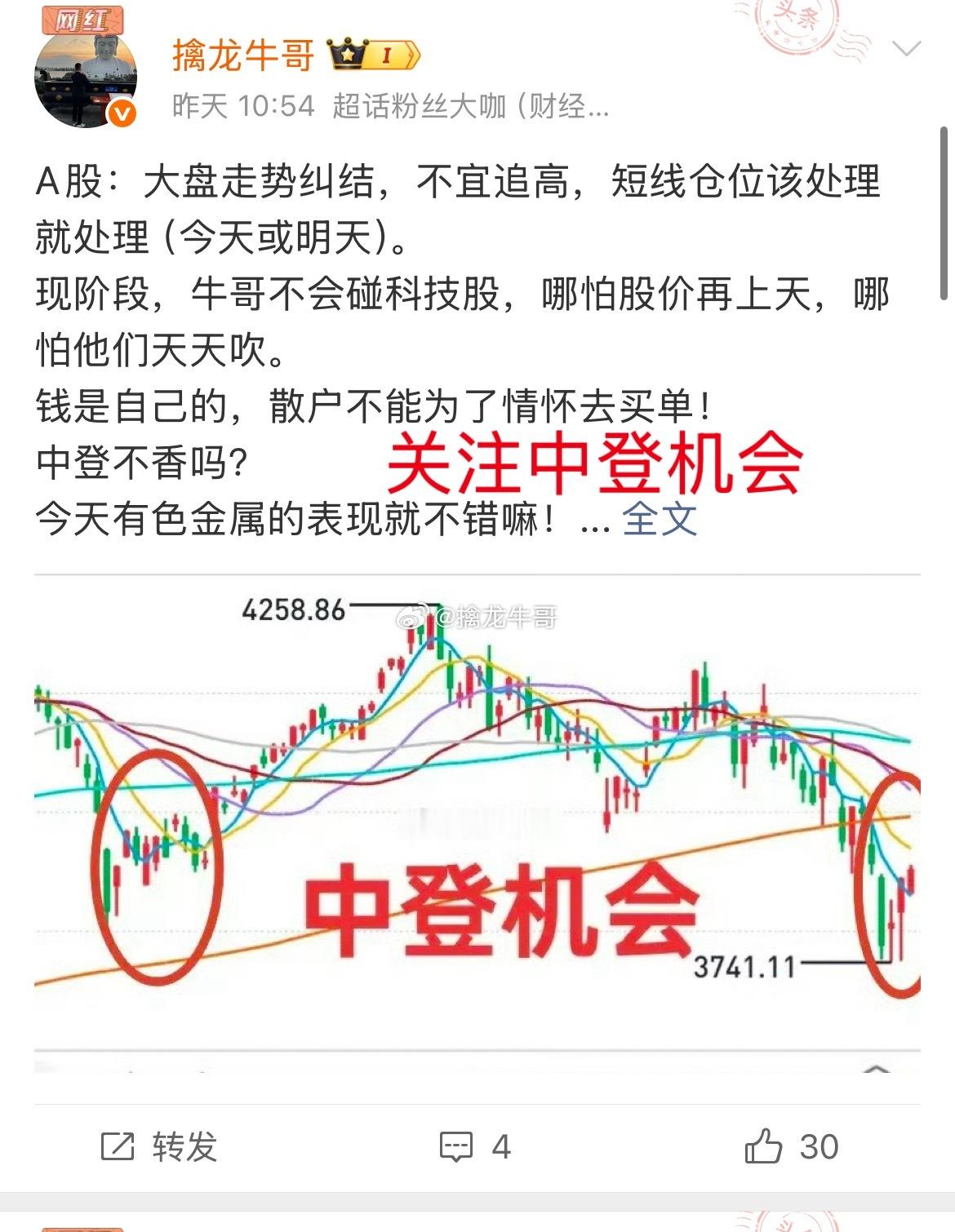 A股：大盘窄幅整理，中登表演！本周反复提示关注中登（锂电、有色）机会，算是应景吧