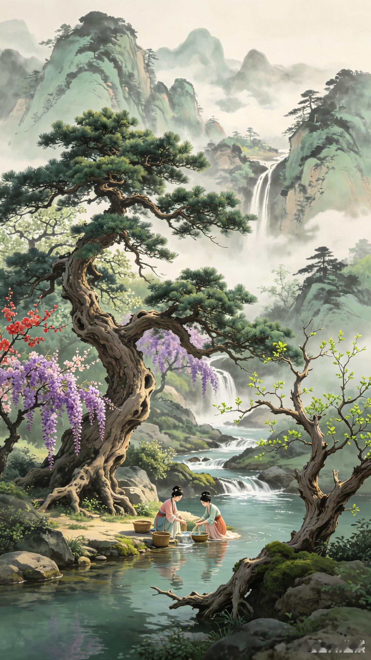 中国传统水墨画《古松》