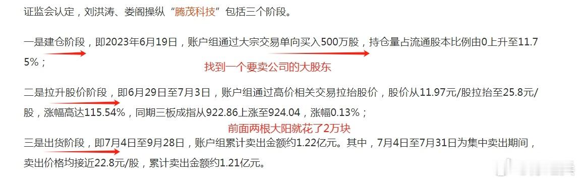 “85后”刘洪涛携手“90后”娄阁借用6个证券账户，操纵新三板的腾茂科技，没收获