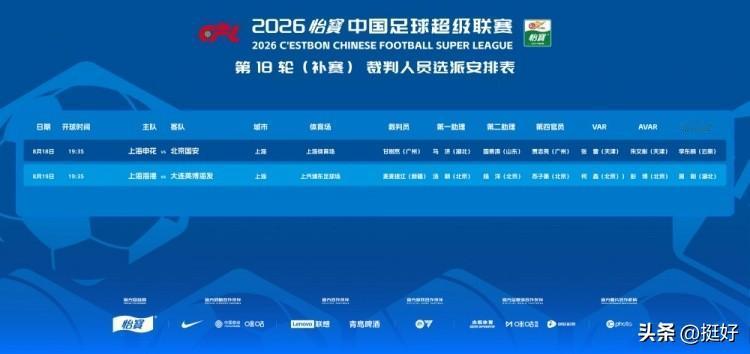 京沪德比裁判出炉！争议哨执掌焦点大战，两场补赛裁判名单引爆球迷讨论！
 
足协刚