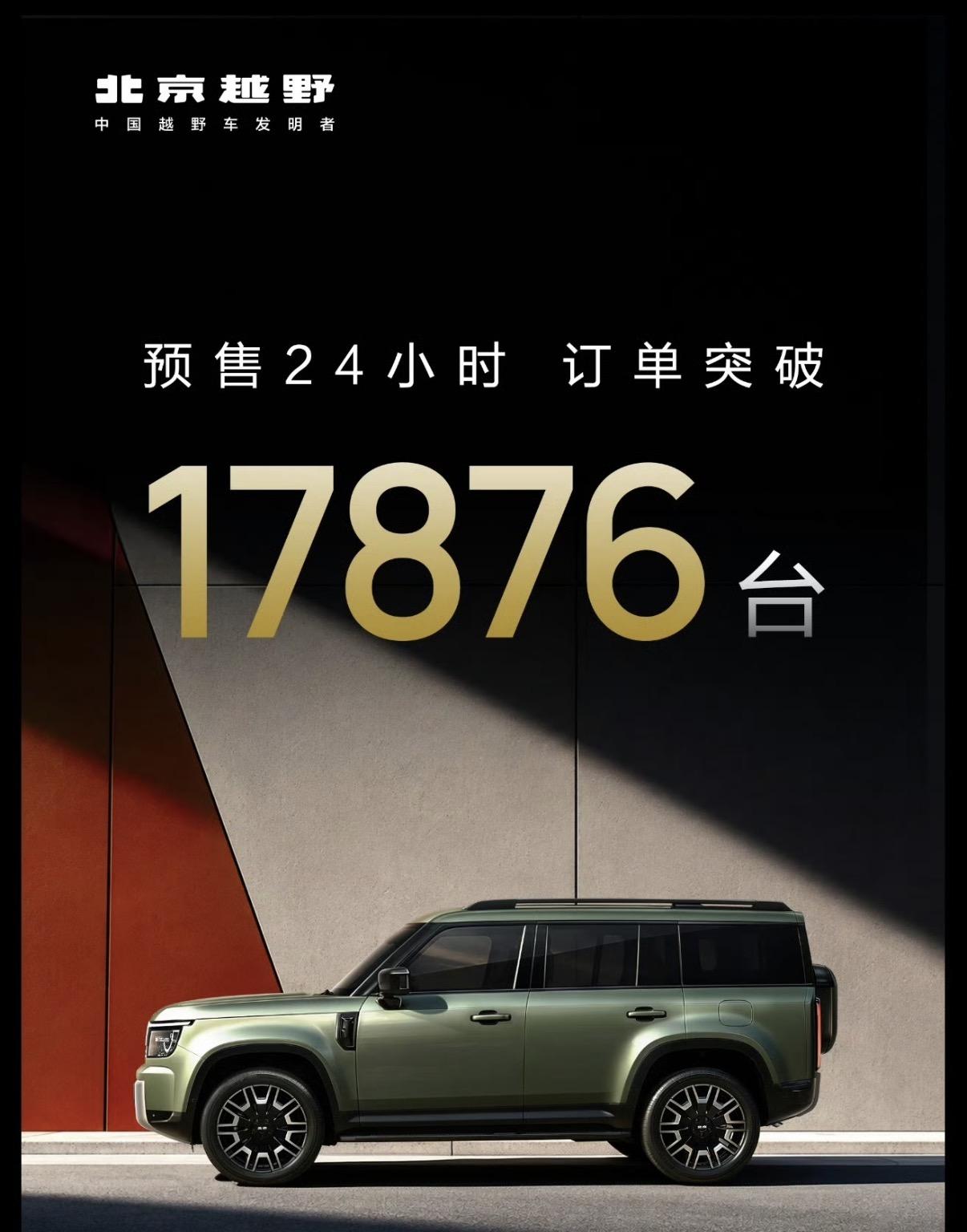 北京越野BJ30开启预售，24小时订单就突破了17876台。这个数字在方盒子SU