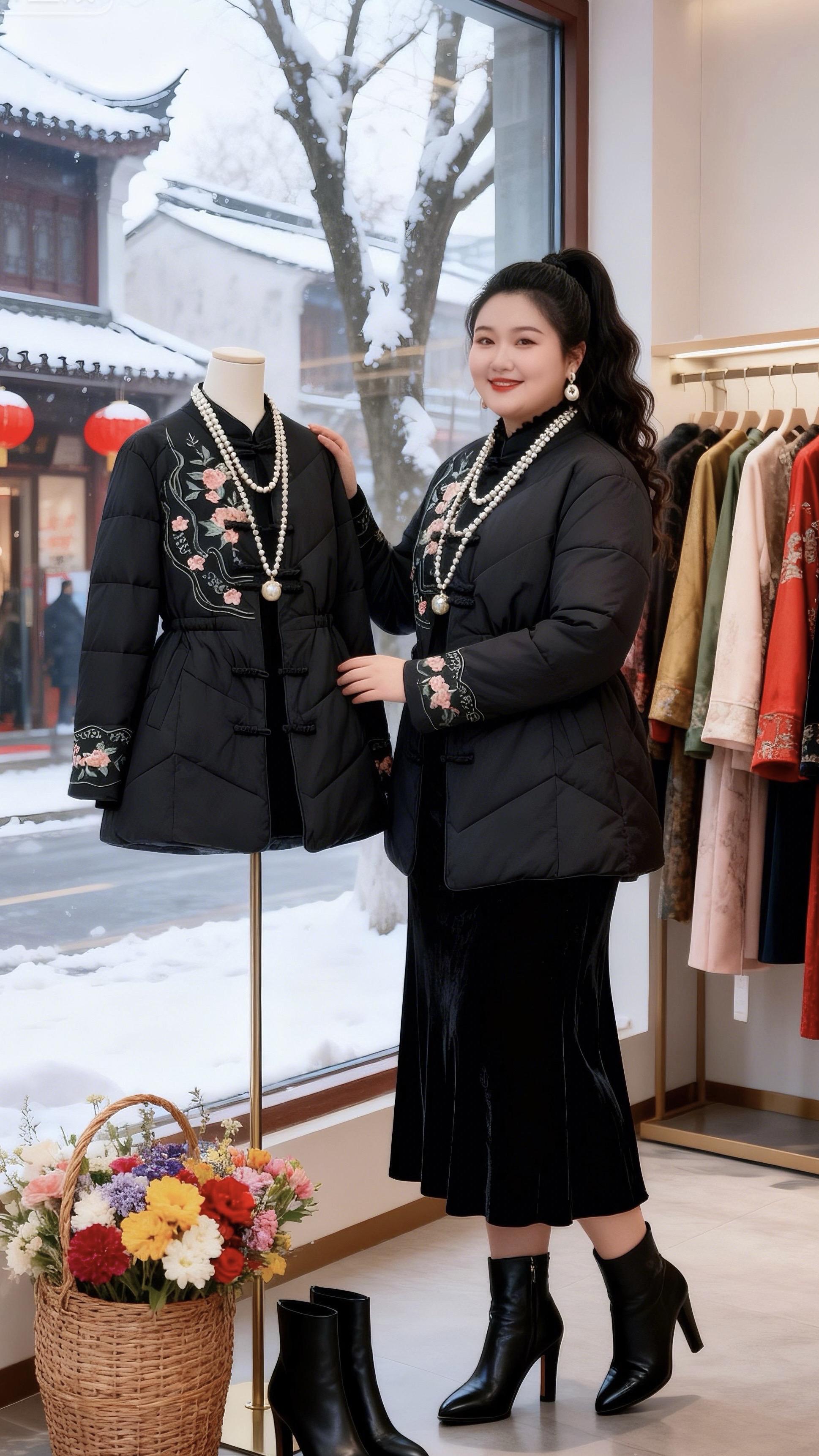 大码女装 新中式穿搭 国风棉服 高级感穿搭 胖妹妹的冬季有效穿搭