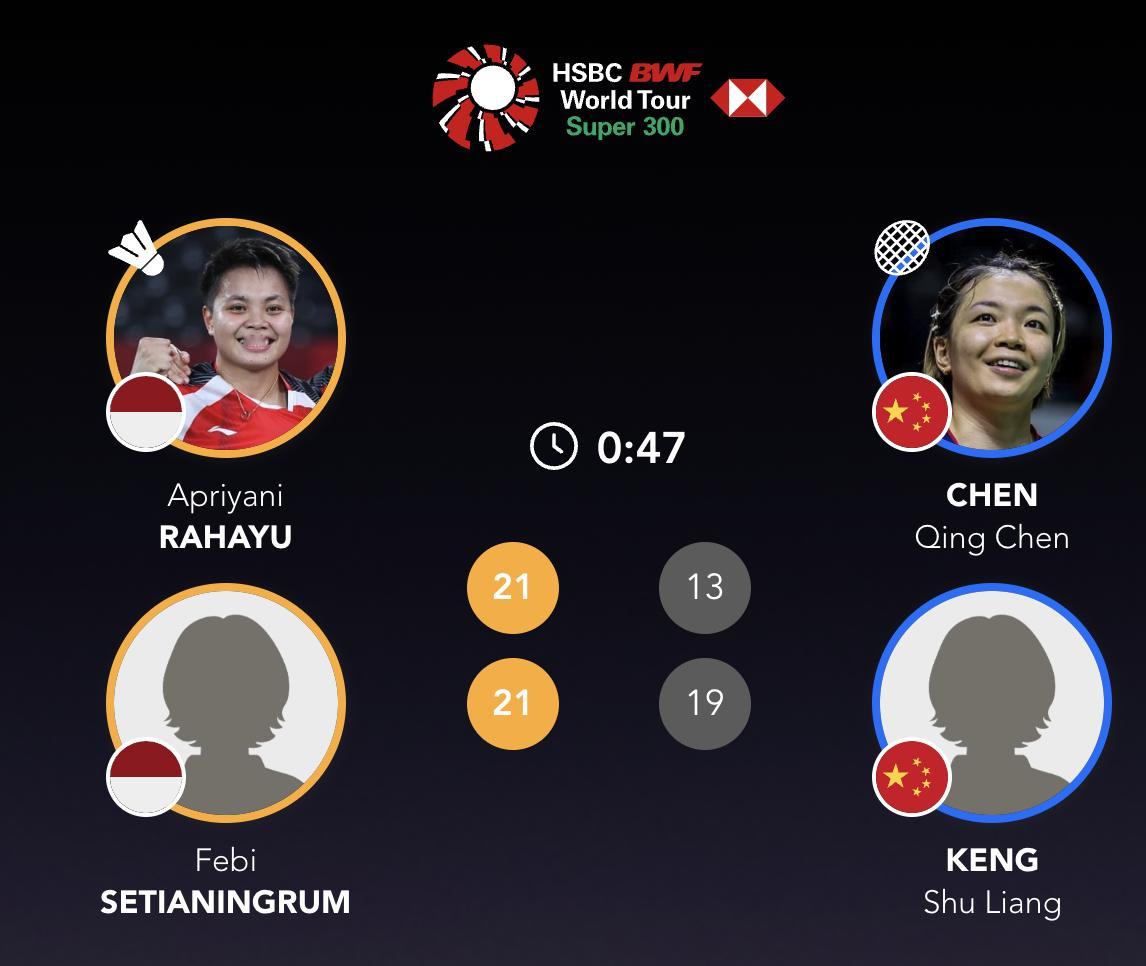 陈清晨/坑姝良🇨🇳 13-21、19-21 🇮🇩拉哈尤/费比 2025年