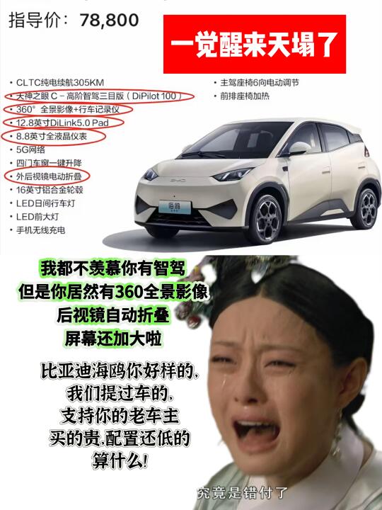 比亚迪海鸥车主，一觉醒来天塌啦