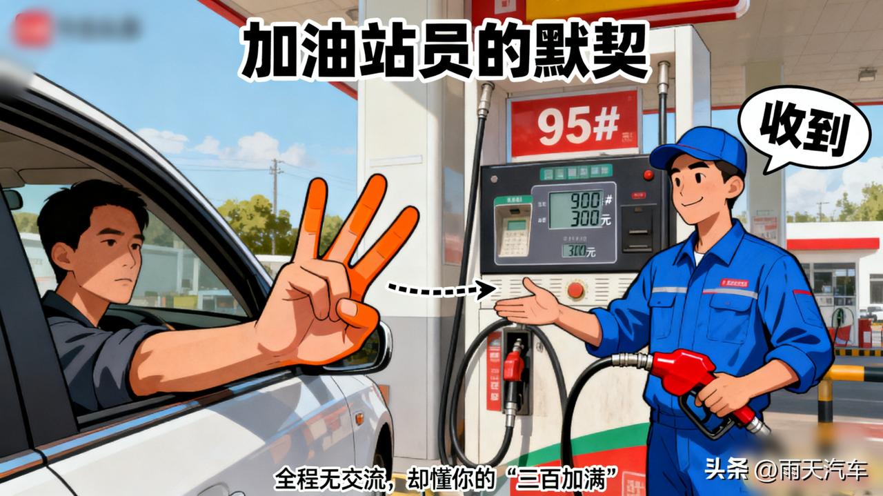 加油站员的默契
   
去加油站，摇下车窗，伸出三根手指。小哥心领神会：“95，