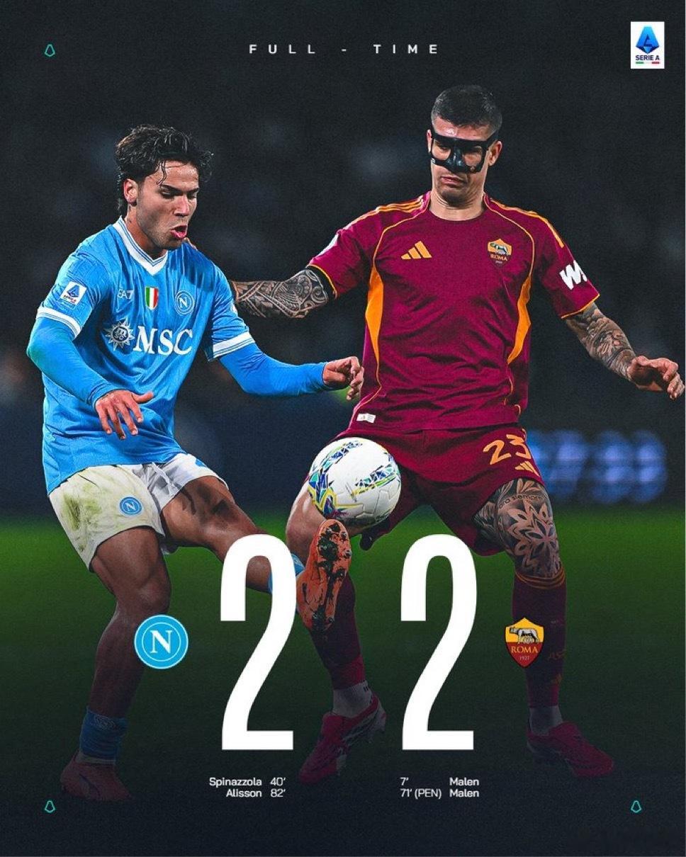 一觉醒来 那不勒斯和罗马2:2战平国际米兰3比2尤文图斯冬奥会热点现场 罗马拿到