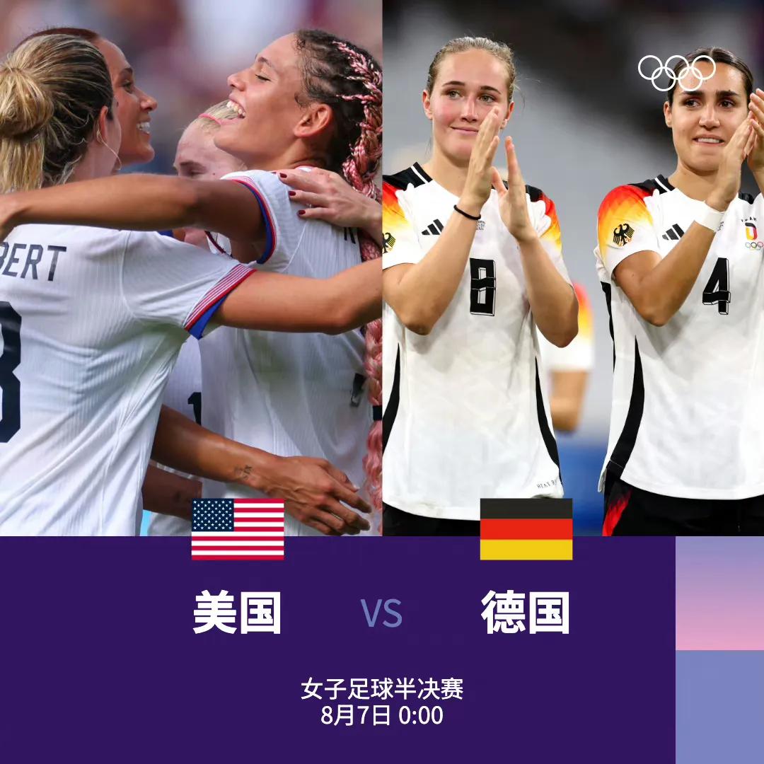 ⚽️ 巴黎奥运会女足1/4决赛全部结束，四强球队也全部产生。半决赛对阵及赛程揭晓