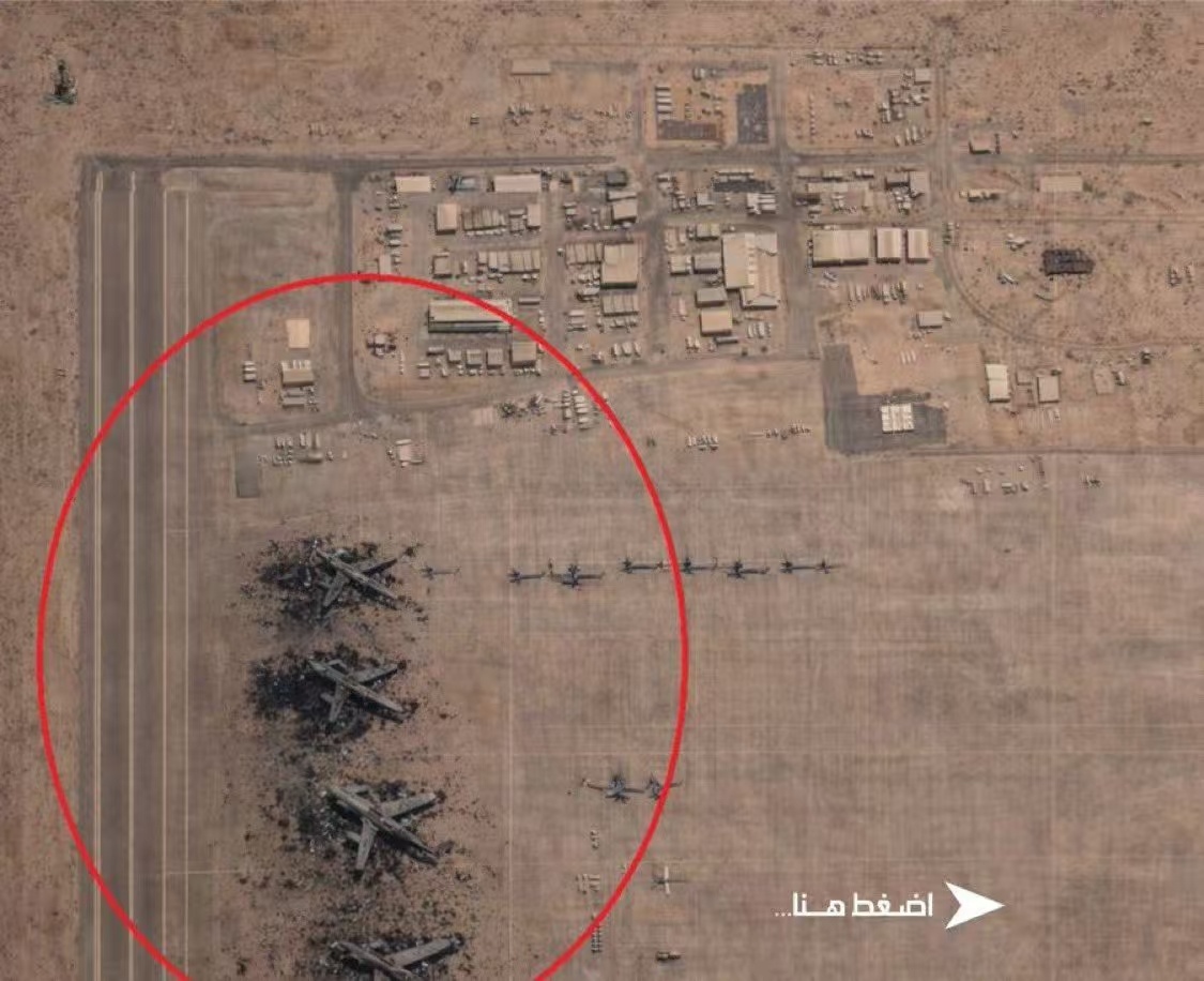 美媒称，卫星图像现已证实，伊朗在沙特阿拉伯苏丹王子空军基地摧毁了五架KC-135