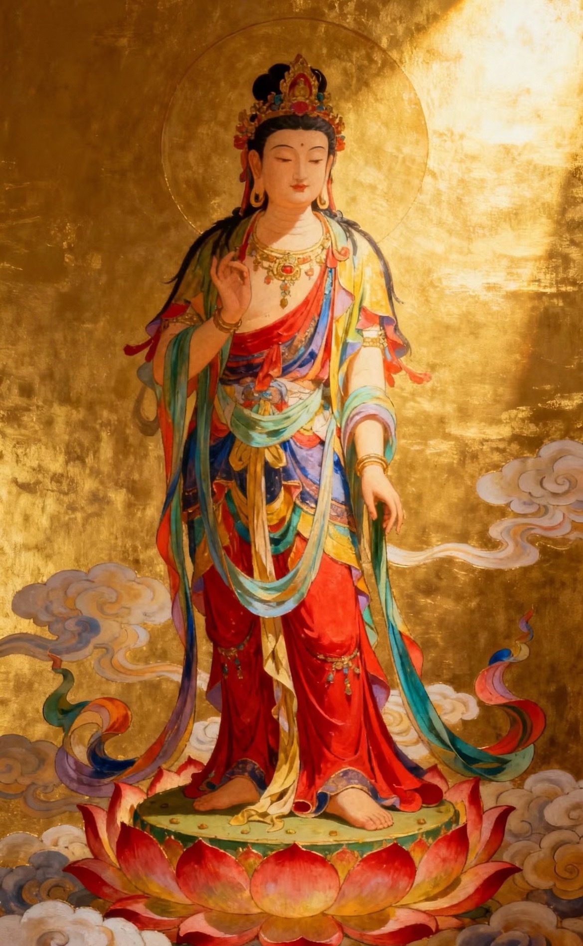 见观音慈容，愿诸般烦扰皆散，日常皆安，吉顺常随。 