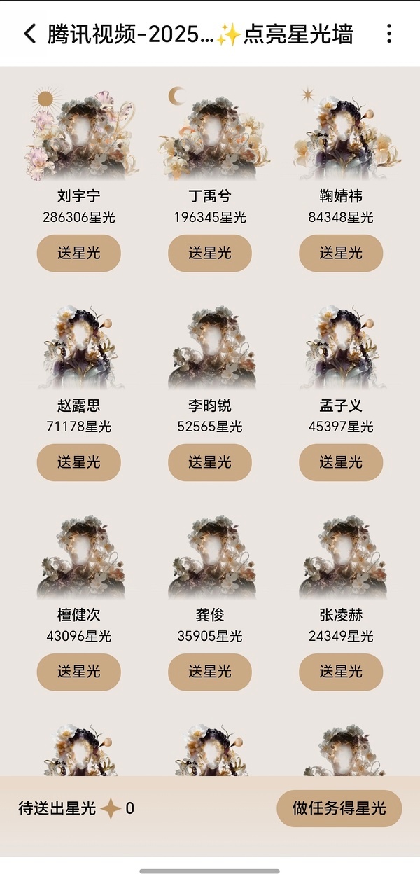 腾讯星光大赏星光榜单 