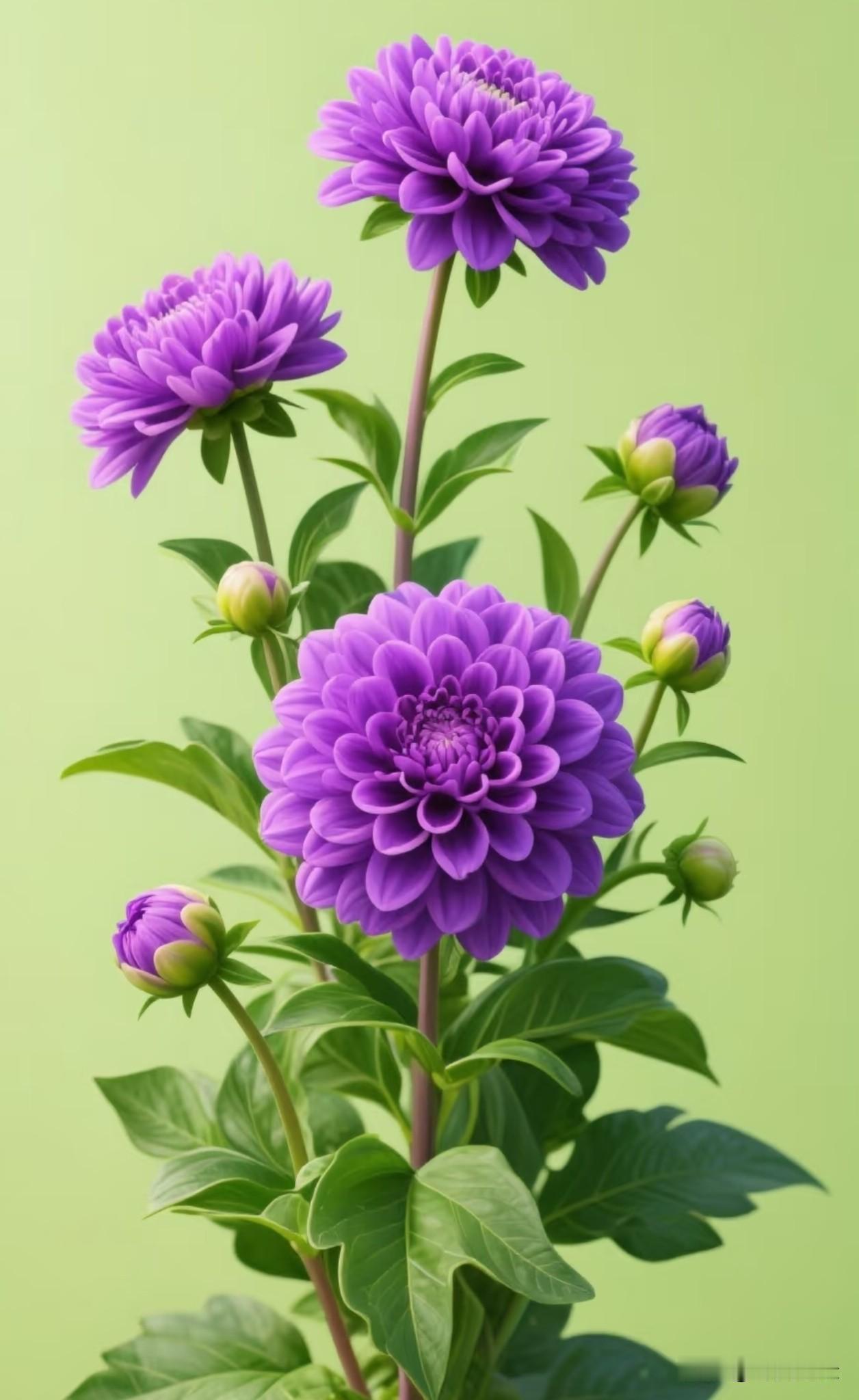 紫的温婉、蓝清透亮、红黄热烈，各色秋菊顺着花茎次第舒展，盛放的繁花与青涩花苞并肩