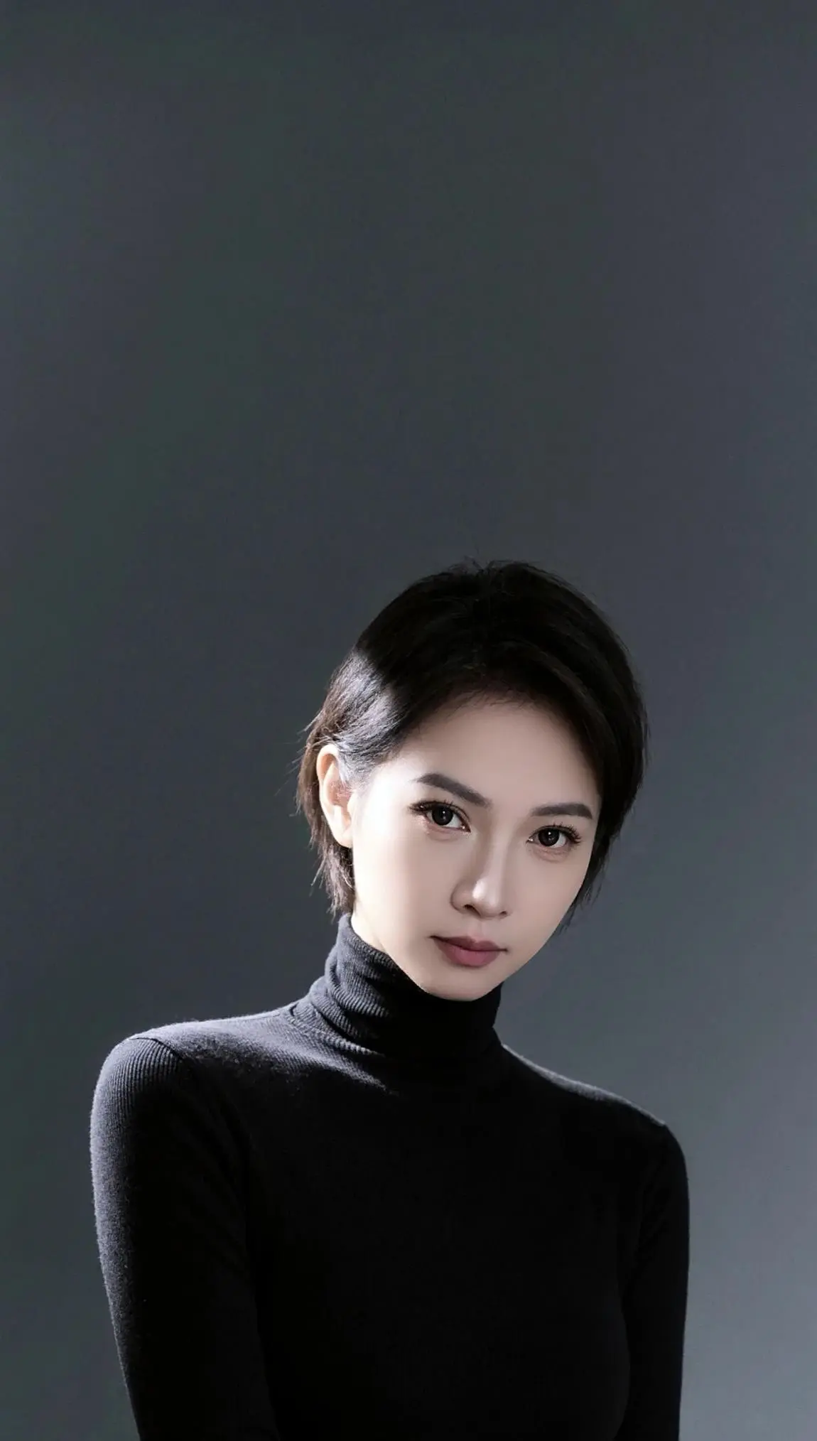 极简黑装写真 高领时尚肖像 高领氛围感写真 黑色高领魅力 气质黑高领