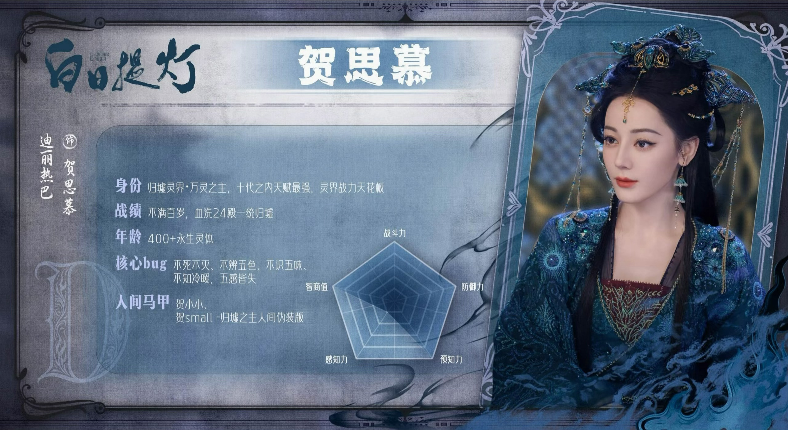 迪丽热巴🕸️贺思慕的五感体验卡 贺思慕的人物属性五边形公开🌟生来五感皆失的灵