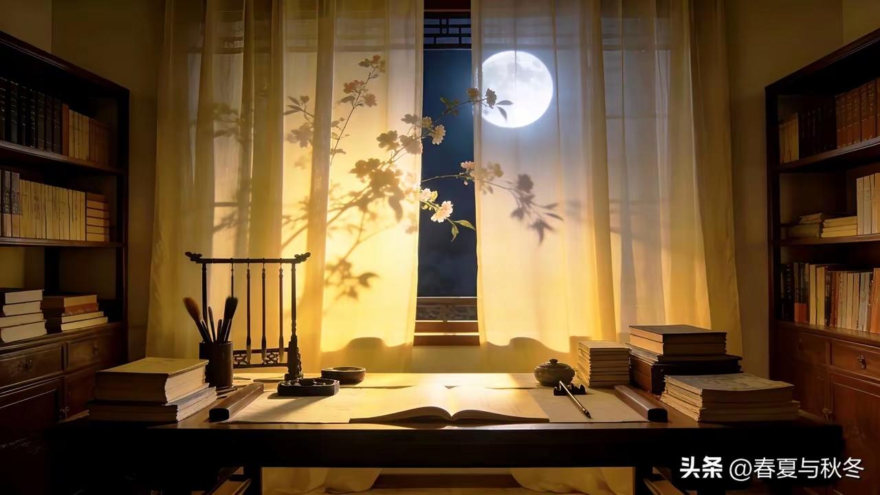 明月一窗诗百首，
小房半日画三图。
横批：《诗与画》