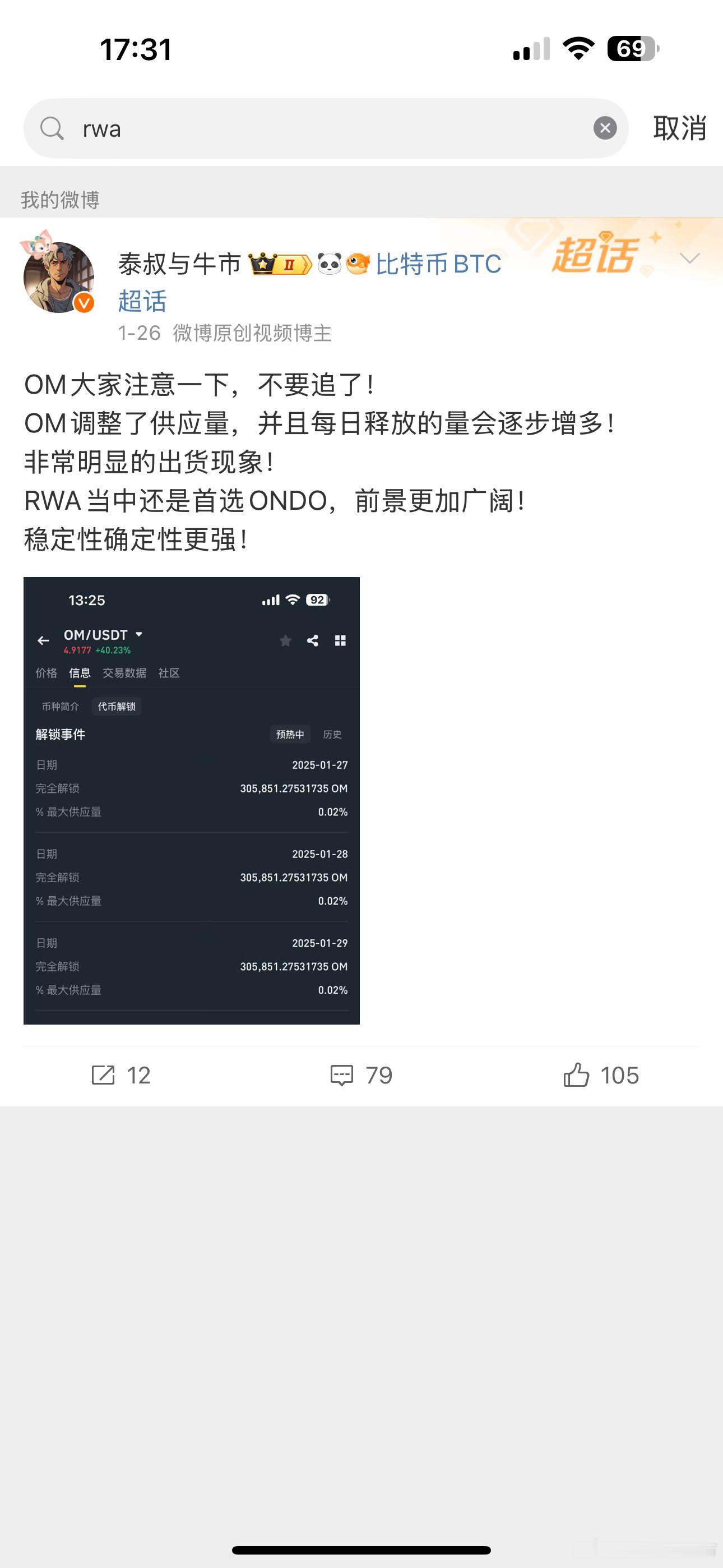 RWA当中的USUAL今天的明星当时OM异常表现的时候我提过一嘴ONDO不负众望