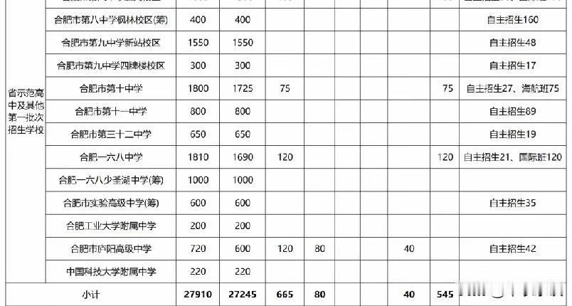 聊聊合肥实验高中，
这是个新校，招生600。
指标到校510人，
统招90人，其