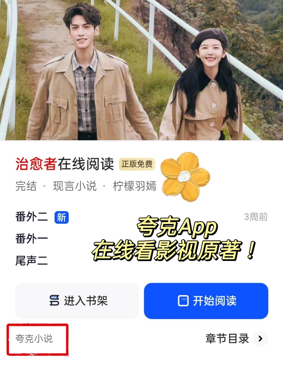 夸克App能看到《治愈系恋人》正版原著啦!