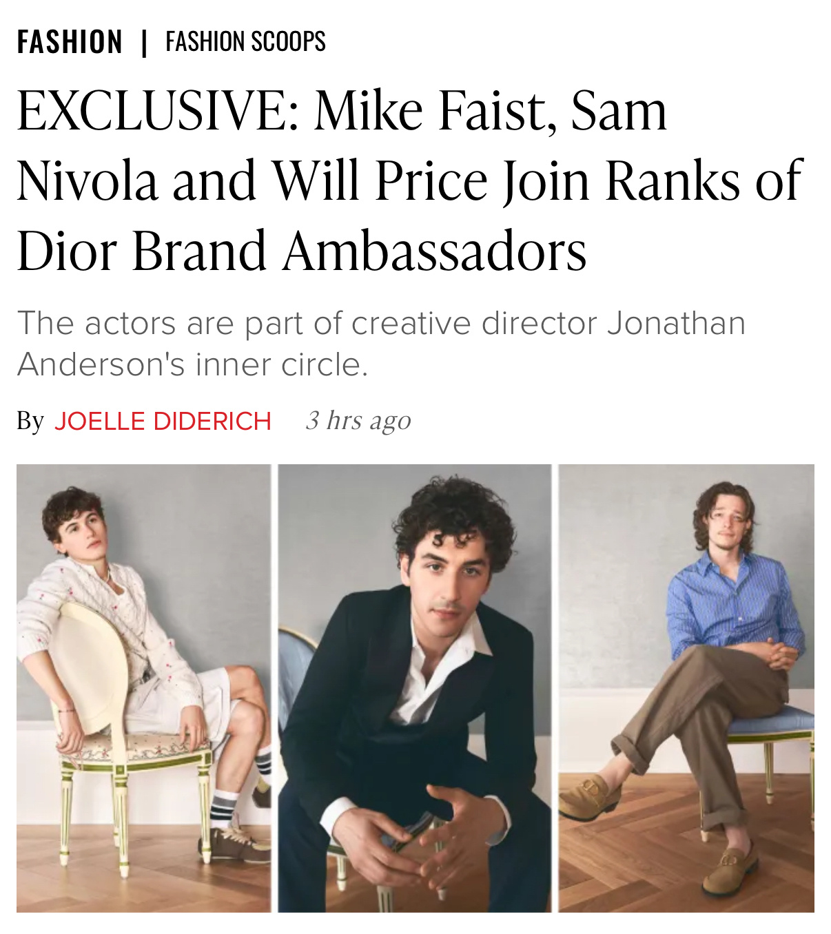 财大气粗的Dior又签下三位男面孔～ 
