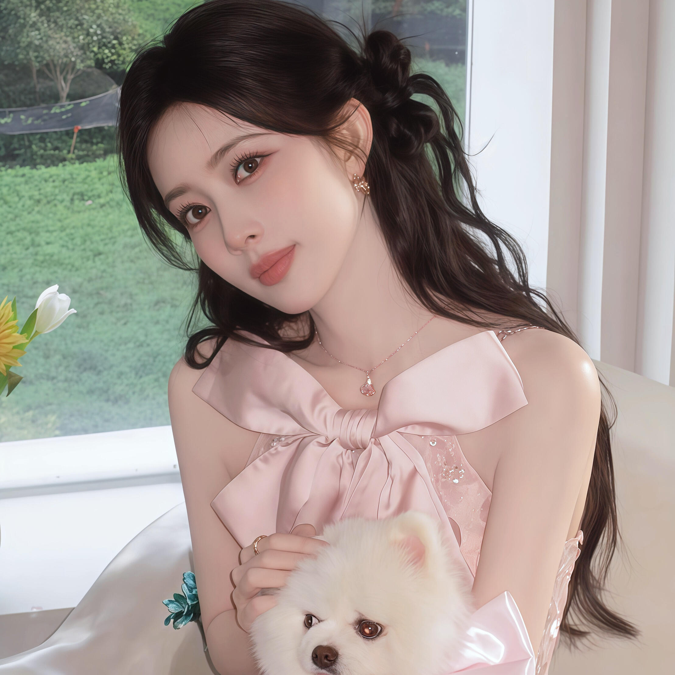 孟子义这张头像全是加分buff1. 怀中白犬=自带贵人守财：白色博美属阳土，土能