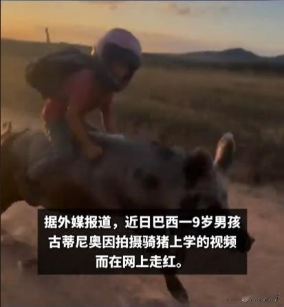 每天上学路上，城里孩子坐汽车吹空调，再不济也是电动车代步。可巴西9岁的古蒂尼奥，