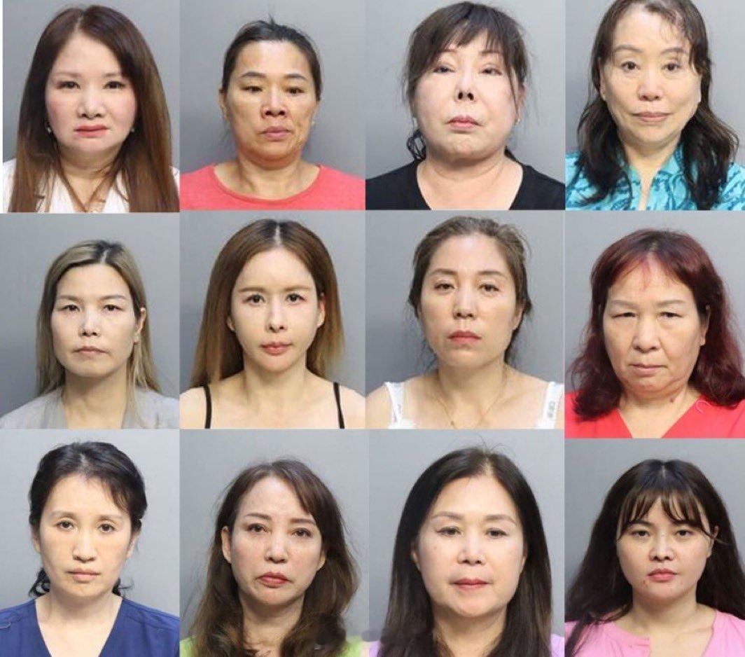 近日美国佛罗里达州迈阿密-戴德县警方两天突袭了10间按摩店，逮捕了12名涉嫌卖淫