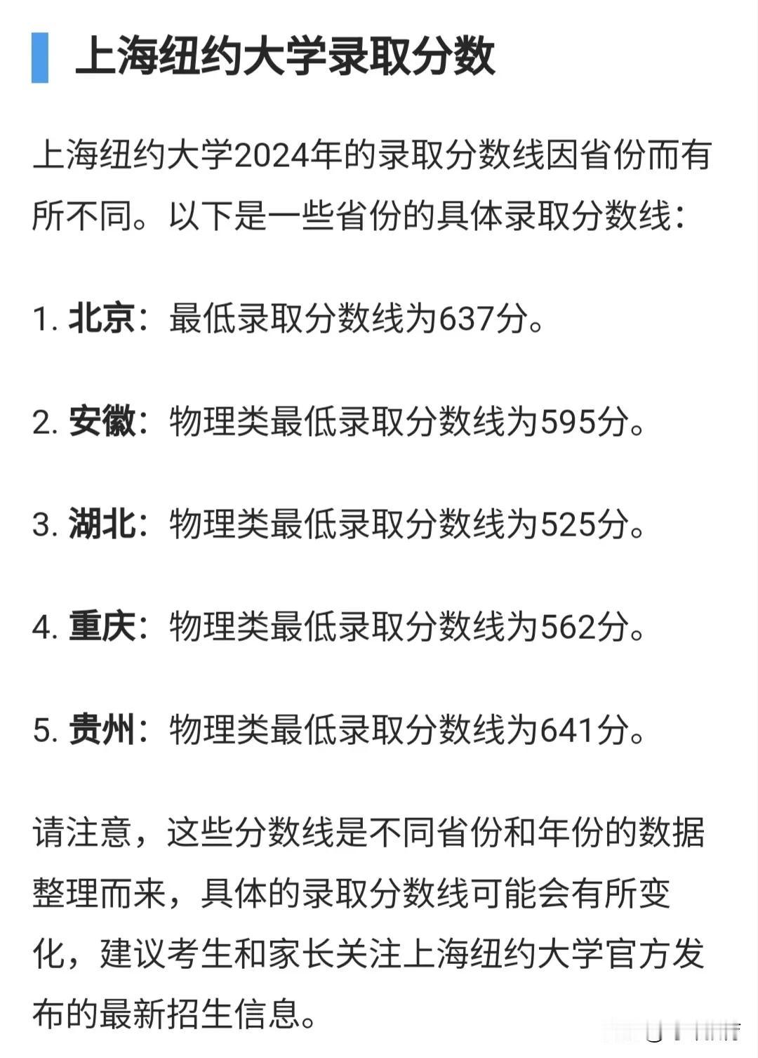 上海纽约大学高考录取分数线高，学费高达二十多万，孩子不仅读书好，有的省份高达63