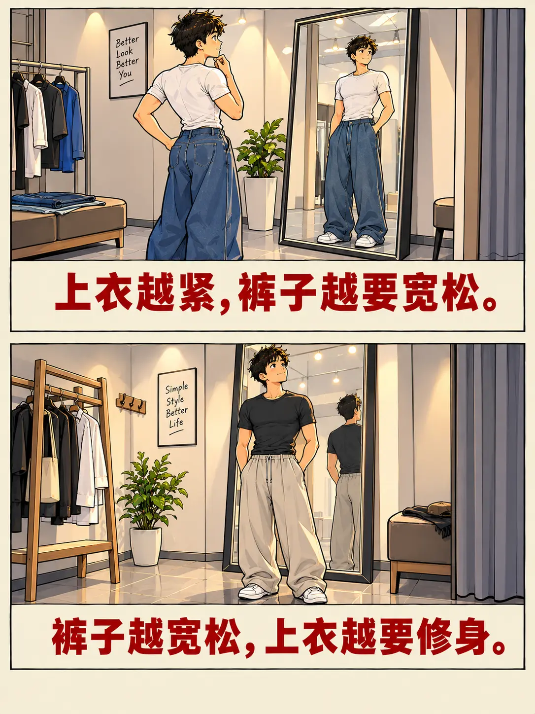 男生穿搭不!出!错!的9组万能公式。上紧下松、上短下长、上繁下简......