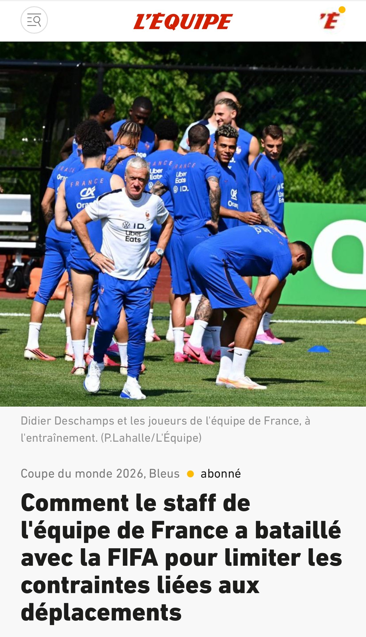 【法国队与FIFA“拉锯战”，尽力减少世界杯舟车劳顿】据《队报》报道，法国队教练