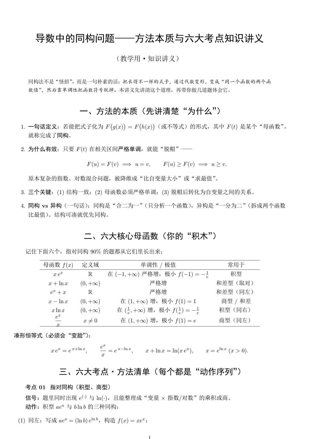 导数中的同构问题—方法本题与六大考点
HowTo暑期弯道超车
讲义附在上面啦
有