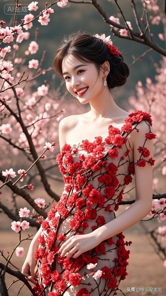 樱花树下，笑靥如花，春日里的美丽少女