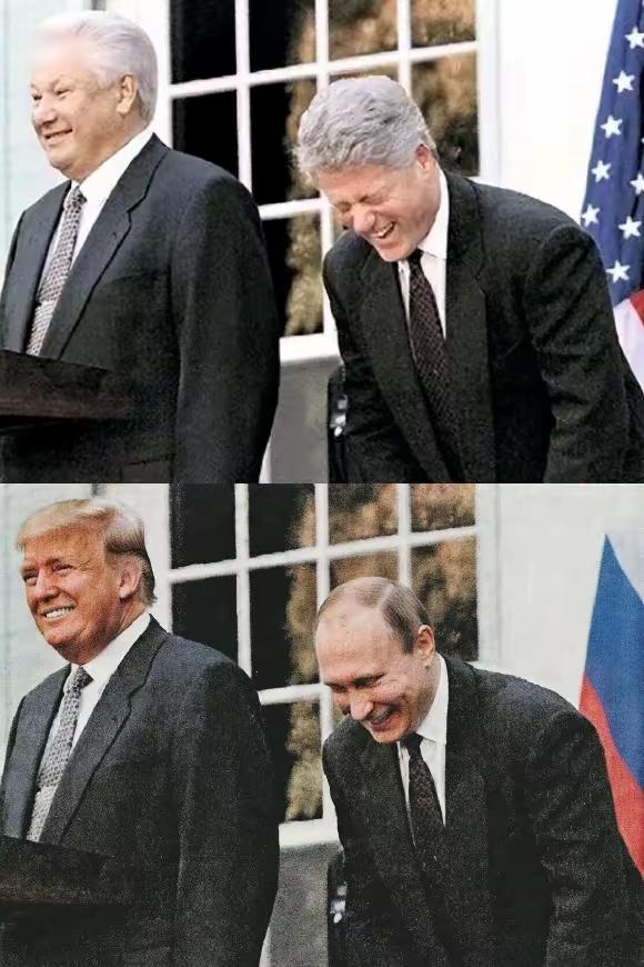 前苏联解体的时候，克林顿站在叶利钦旁边，那叫一个开心，内心在嘀咕：哪有一个总统蠢