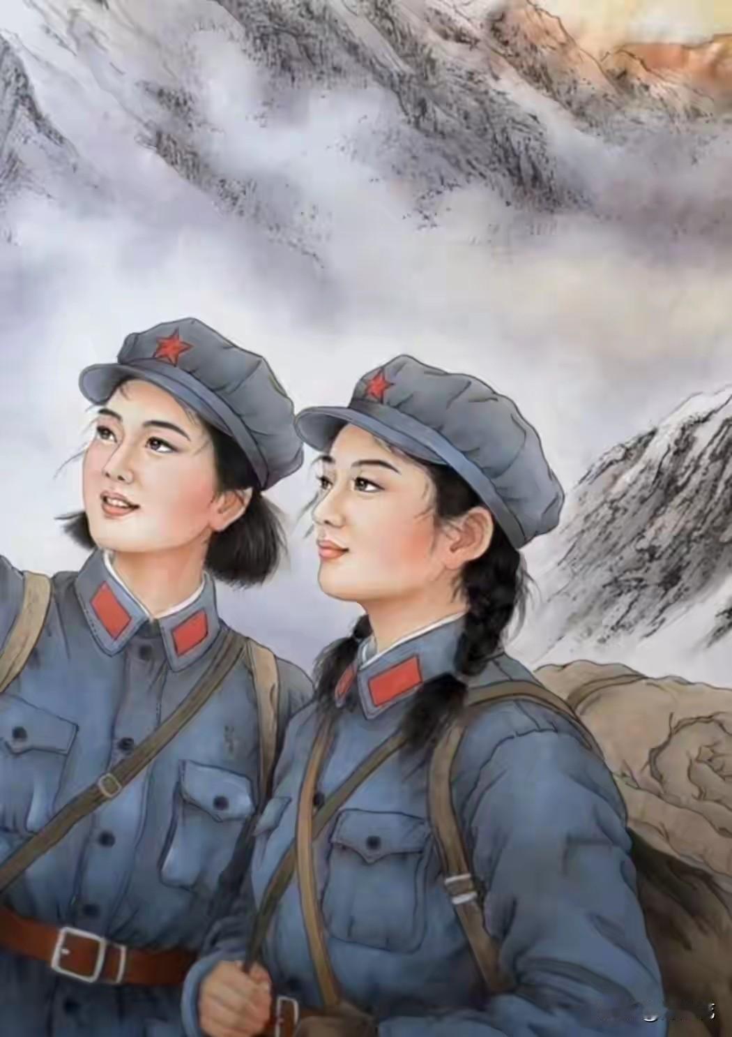 看看，据说这是一个农民工画的红军女战士，面貌清秀，眼睛里充满了胜利的希望和光芒。