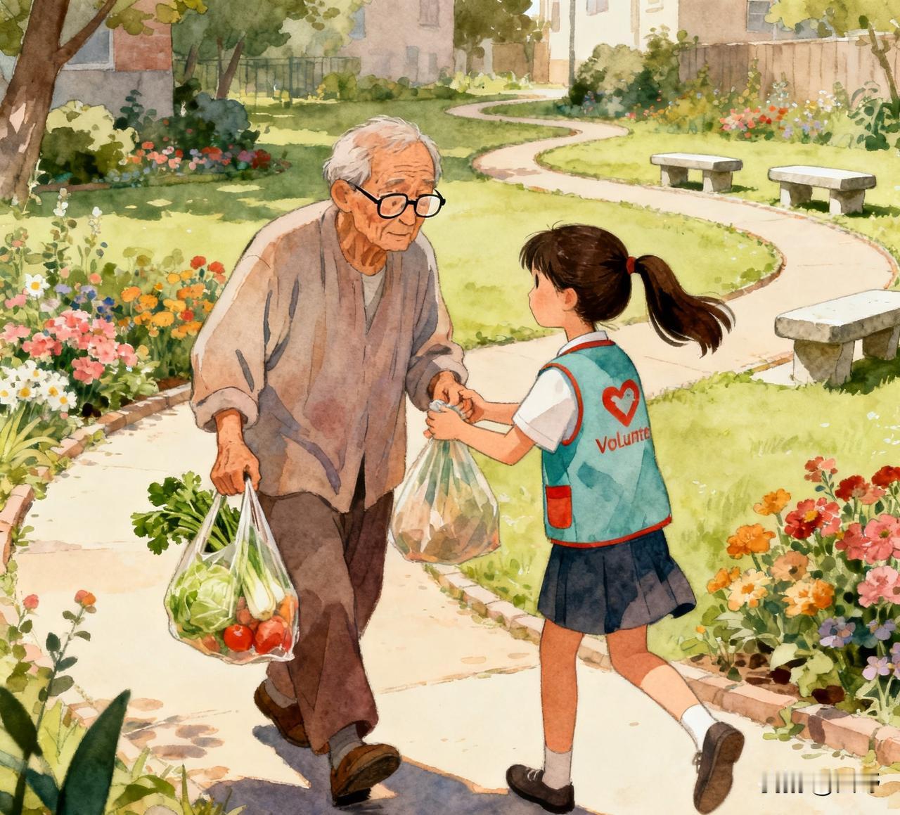 我们小区门口，有个台阶。对老张头来说，那是一道“坎儿”。他推着轮椅上的老伴散步，