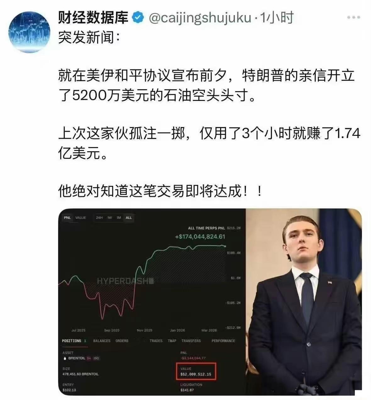 真假难辨！
假的！一定是假的！
特朗普怎么可能会发战争财？他不可能吃人血馒头？