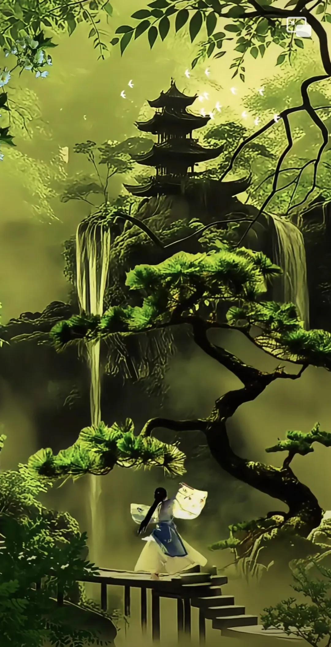 青楼画阁，绿水桥边。#风景# #创意风景图片。# #山水画卷。# #画面美极# 