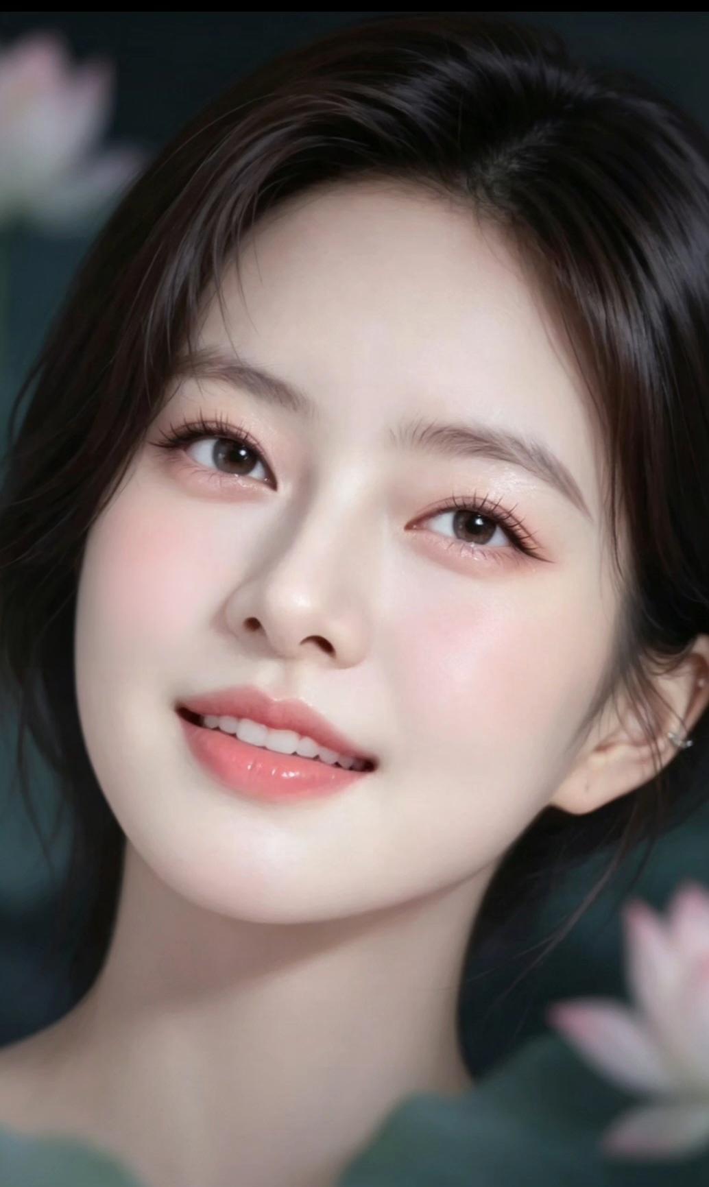 温柔甜美的少女，微笑如花绽放