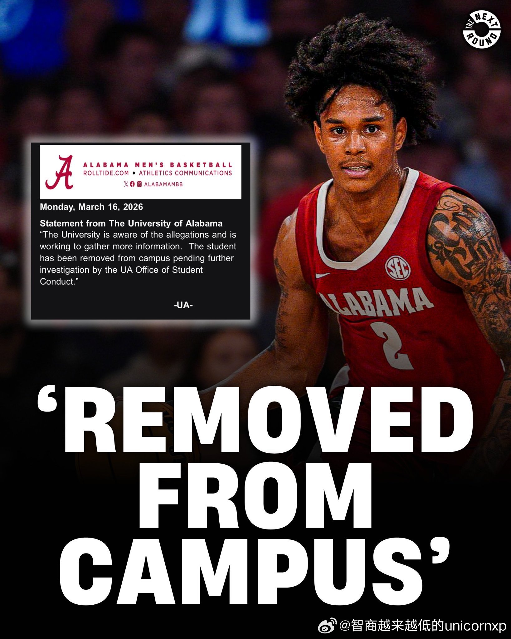 阿拉巴马大学又出事，疯三锦标赛开赛前队内二号得分手（场均16.8分）加拿大控卫A