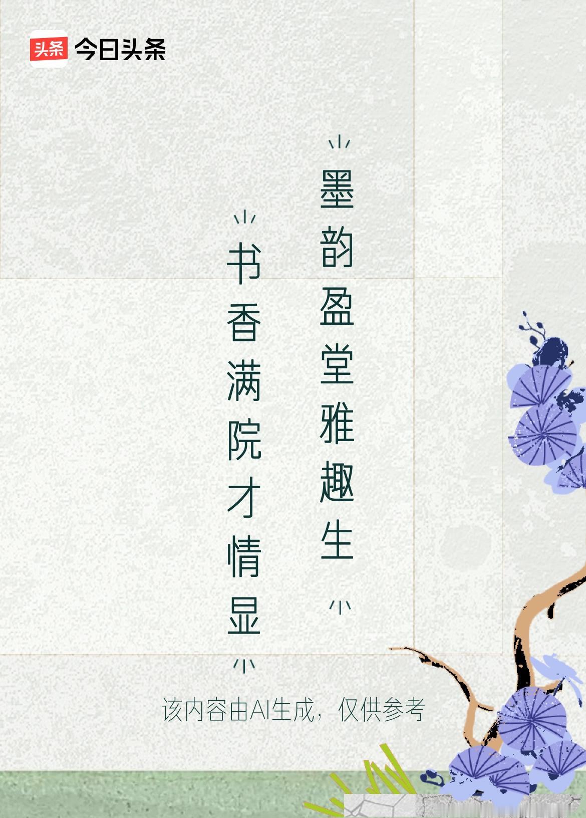 书香满院才情显
墨韵盈堂雅趣生