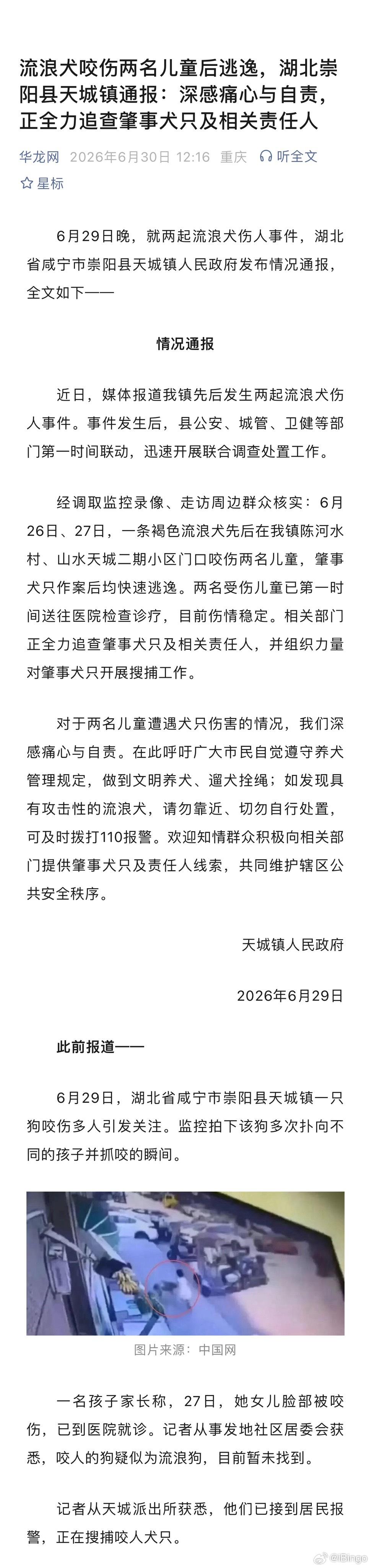 揭阳未成年残忍虐杀狗妈妈一家：涉事人员已送专门学校教育。湖北通报流浪犬咬伤两名儿