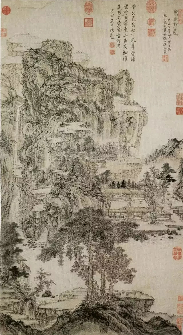 元 王蒙 东山草堂图。王蒙（1308年-1385年），湖州（今浙江吴兴）人。元末