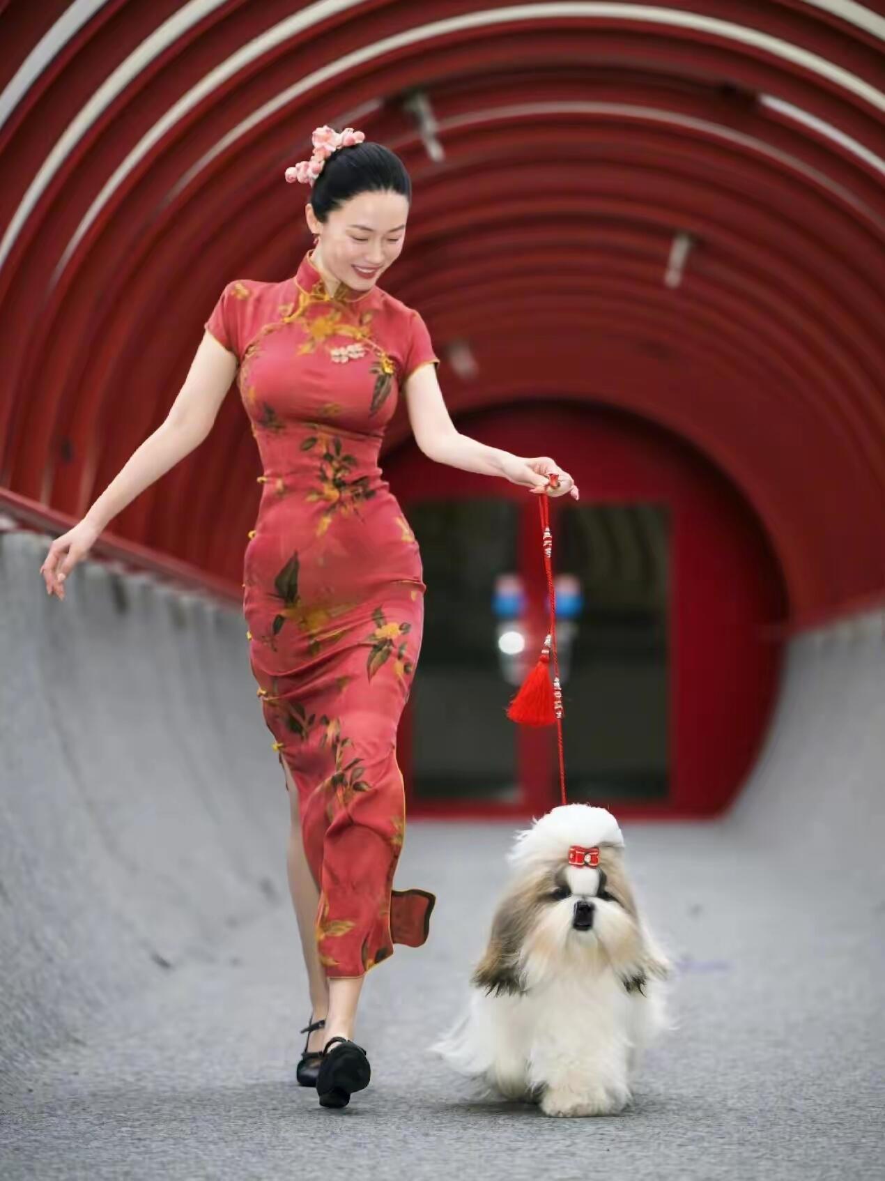 霍思燕旗袍是不是太紧了 