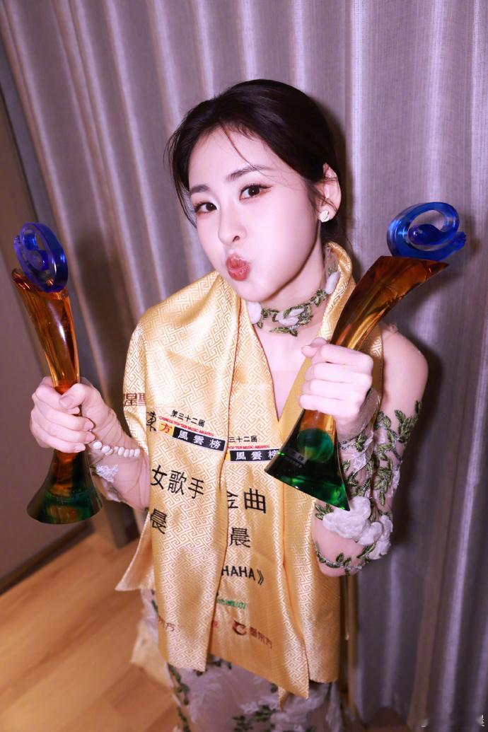 张碧晨把奖项穿身上了 张碧晨十大金曲奖简直就是实至名归啊，并且咱们姐姐把奖项穿在