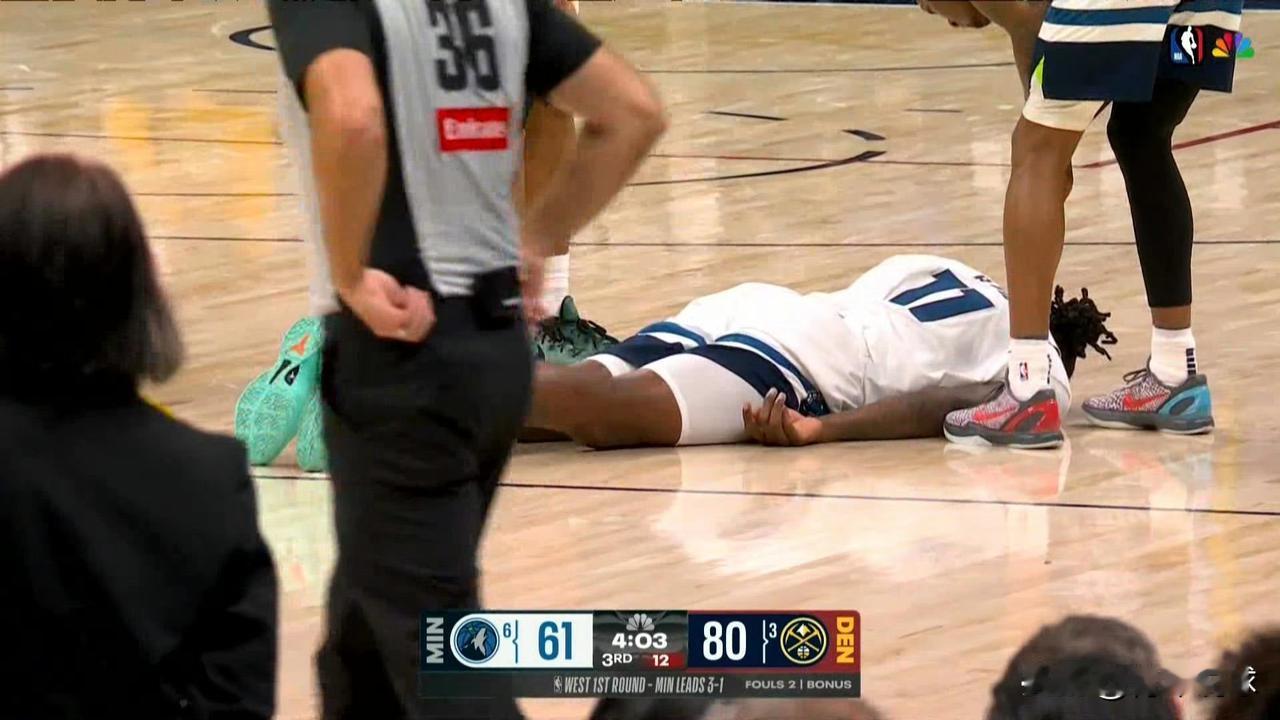 又伤一个核心！森林狼队太悲催了！

今天的系列赛G5在掘金队主场进行，森林狼队爱