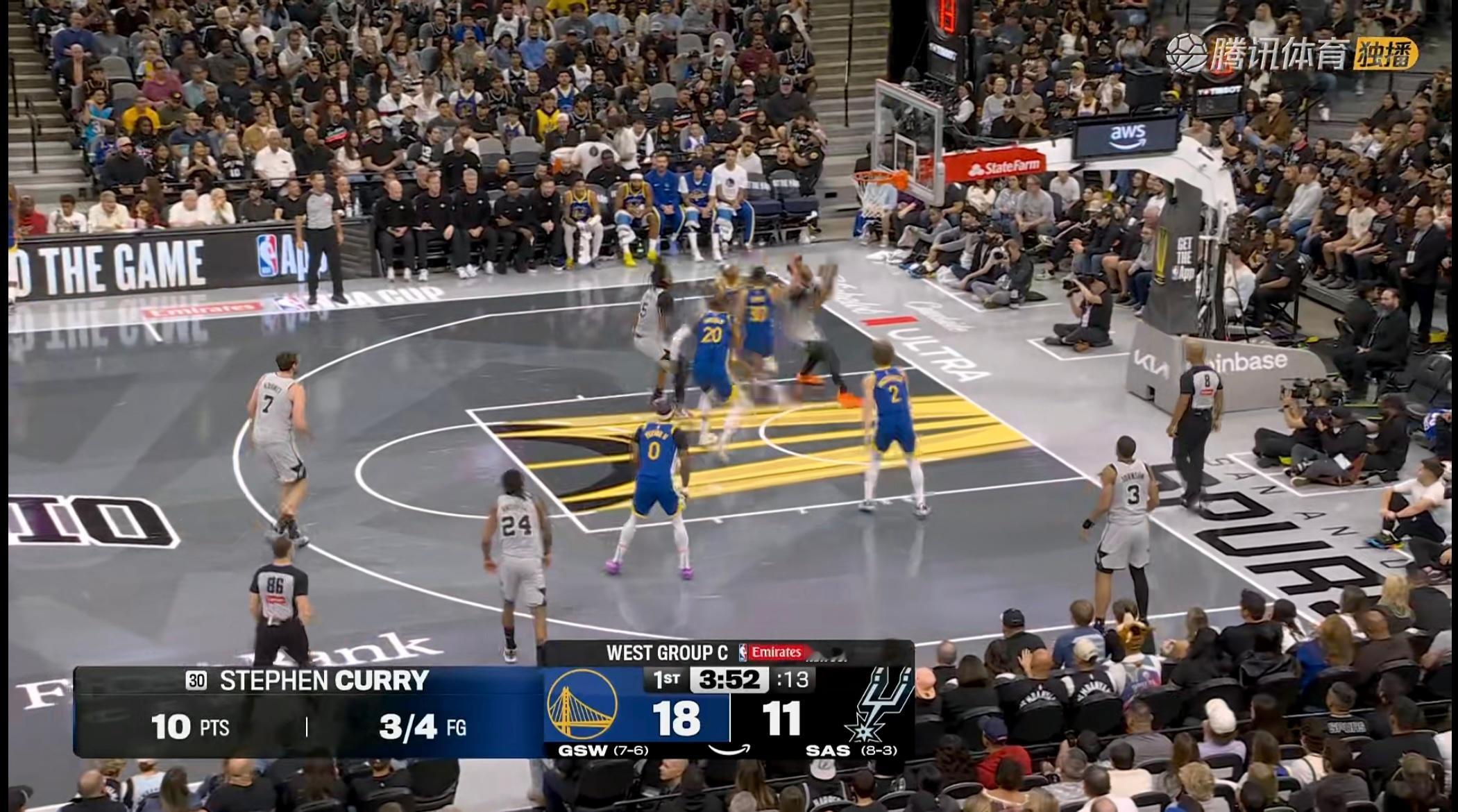 库里连续7分已得10分