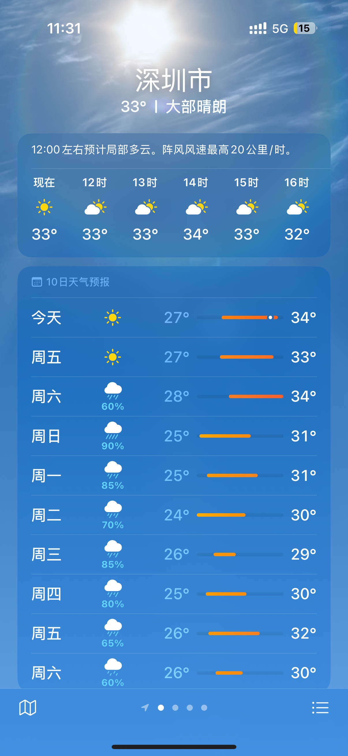广东或迎今年首个登陆台风红霞深圳好不容易晴两天竟然是台风来临前夕 深圳