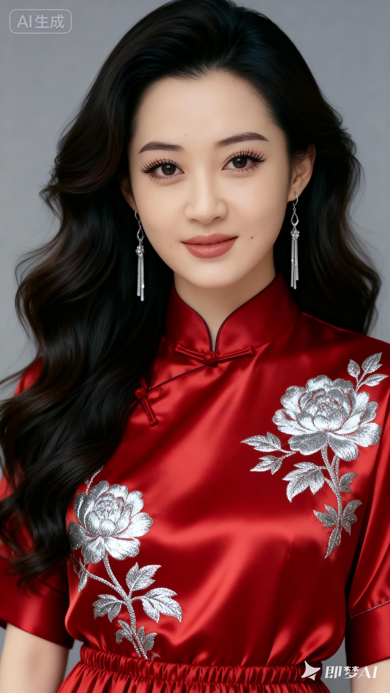优雅红衣，绽放如花，尽显东方魅力！🌸✨
