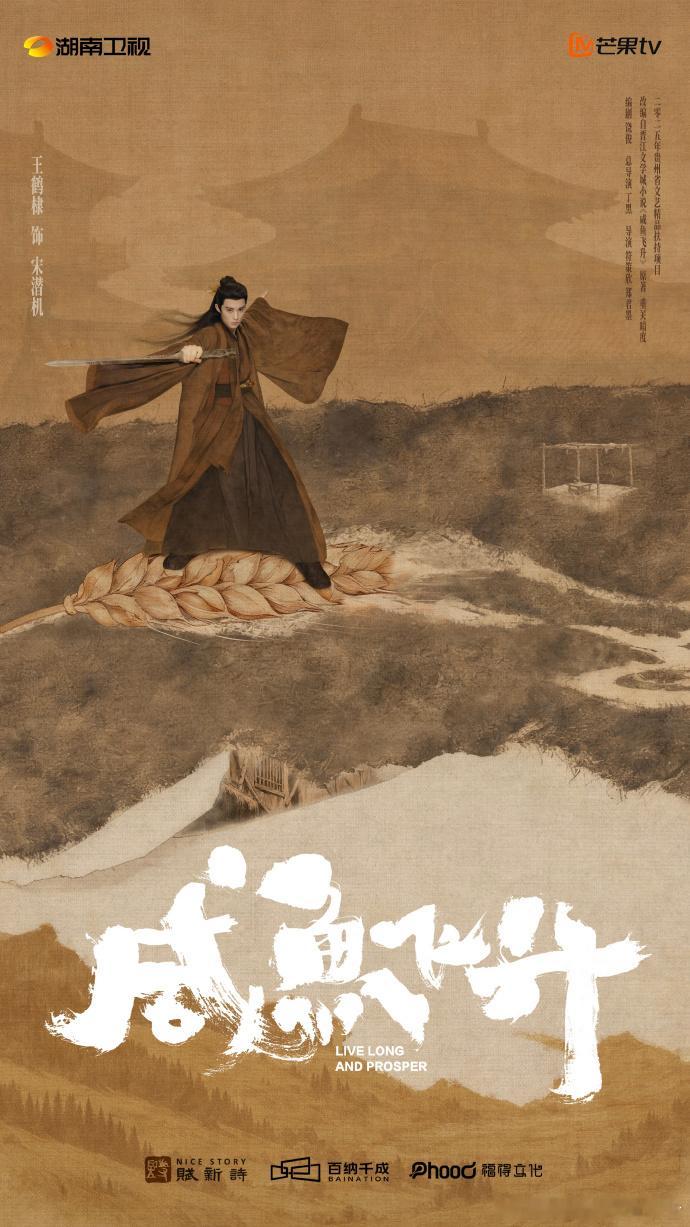 王鹤棣麦浪破界海报麦浪翻涌藏道韵，孤剑铮铮显侠骨。王鹤棣的宋潜机，帅得既有风骨又