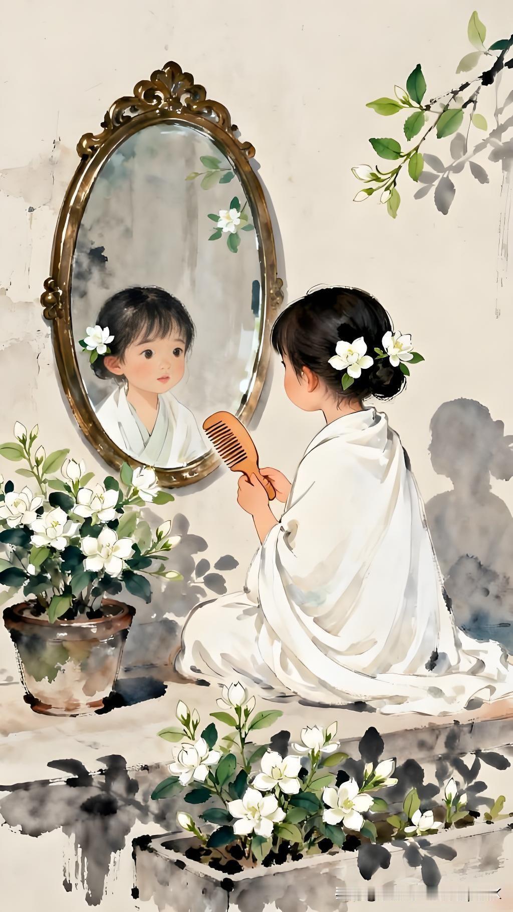 《茉莉花二首·其二》
——宋・江奎
虽无艳态惊群目，
幸有清香压九秋。
应是仙娥